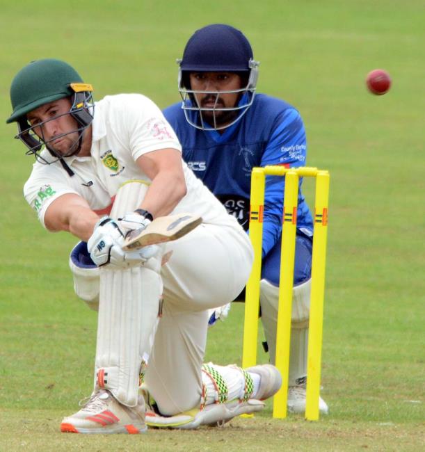 Dan Llewellyn - struck a boundary for Burton at the Racecourse. Picture Gordon Thomas